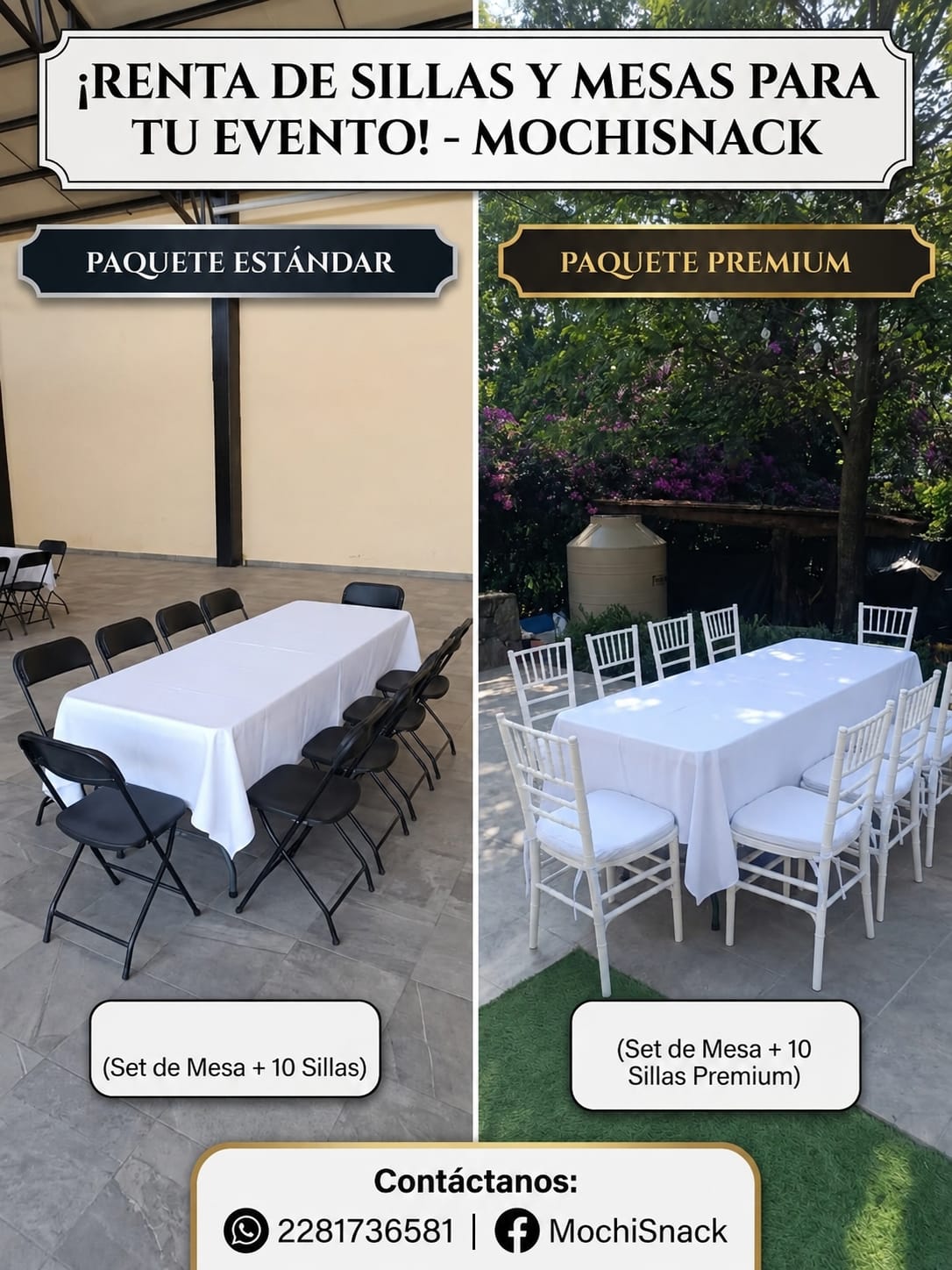 Mesa decorada con arreglo floral y sillas para evento